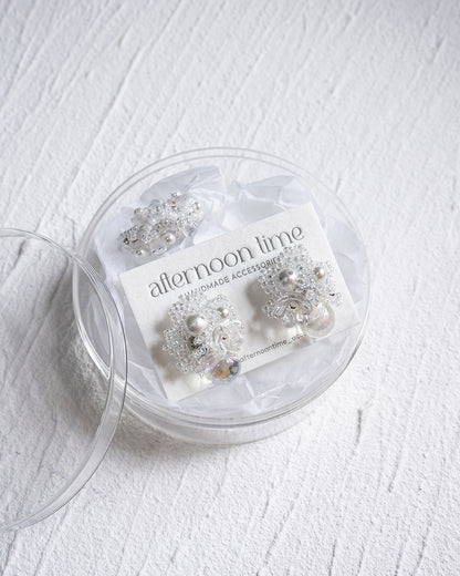 銀霧• 小花瓶耳環